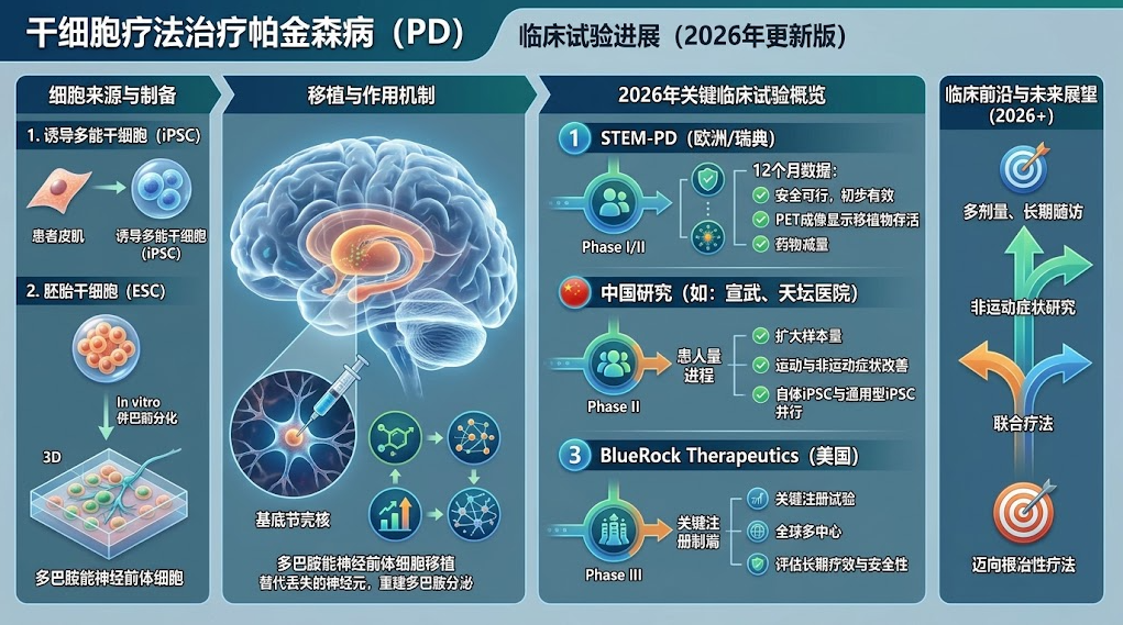 干細胞療法治療帕金森病的臨床試驗進(jìn)展（2026年更新版）