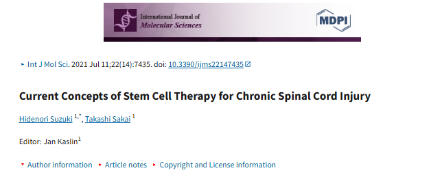 慢性脊髓損傷干細胞治療的當前概念