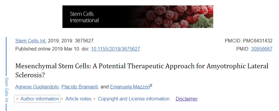 間充質(zhì)干細胞：是否能夠成為治療漸凍癥的潛在方法？