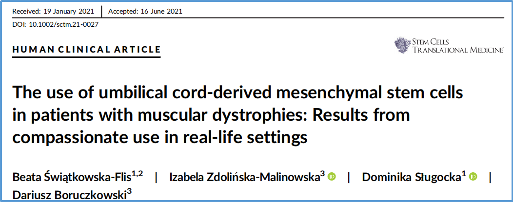 臍帶間充質(zhì)干細胞在肌營(yíng)養不良癥患者中的應用：現實(shí)生活中的同情使用結果