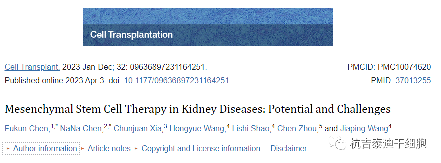 細胞移植：間充質(zhì)干細胞治療腎臟疾病的潛力和挑戰