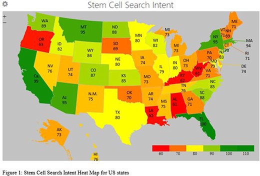 得出的數據隨后被應用到全國熱圖中，以確定哪些州最感興趣