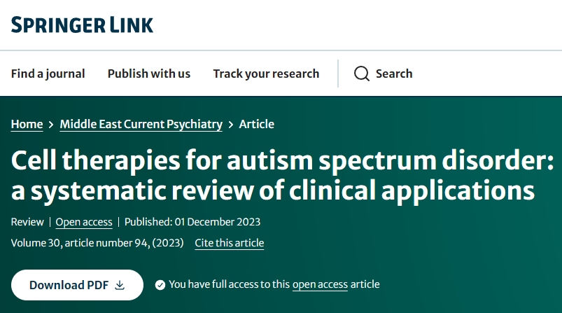 干細胞療法治療自閉癥譜：臨床應用的系統評價(jià)