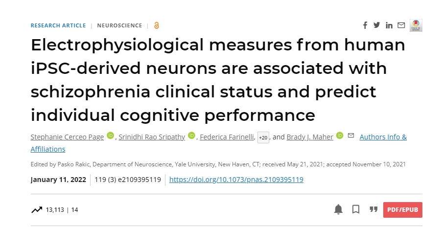 精神分裂癥患者的臨床癥狀可以通過(guò)源自神經(jīng)元的活動(dòng)來(lái)預測來(lái)自患者自身的干細胞