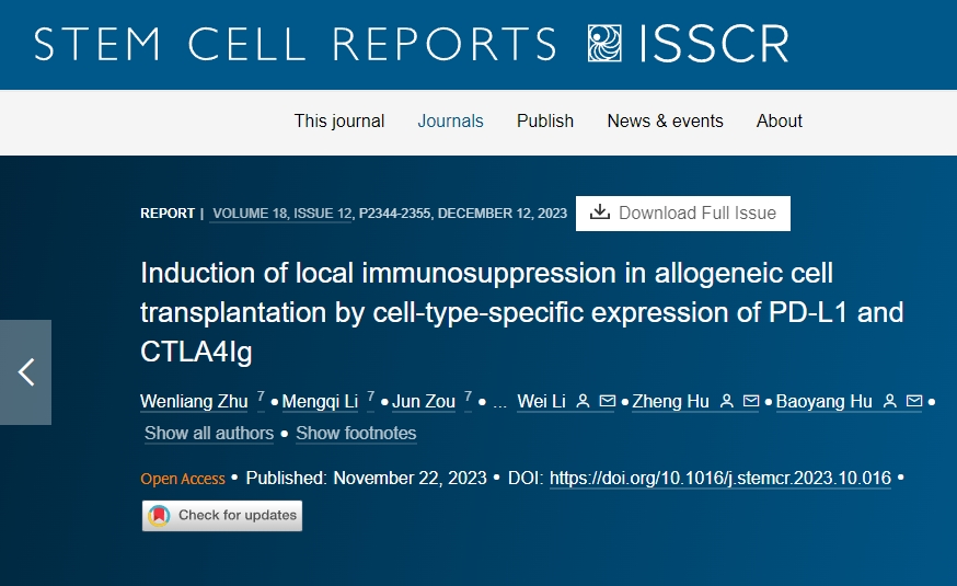 PD-L1 和 CTLA4Ig 的細胞類(lèi)型特異性表達在同種異體細胞移植中誘導局部免疫抑制 PD-L1 和 CTLA4Ig 的細胞類(lèi)型特異性表達在同種異體細胞移植中誘導局部免疫抑制