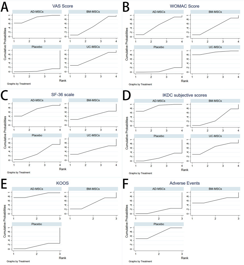 圖5：根據SUCRA模型匹配每個(gè)效應大小的排序概率。