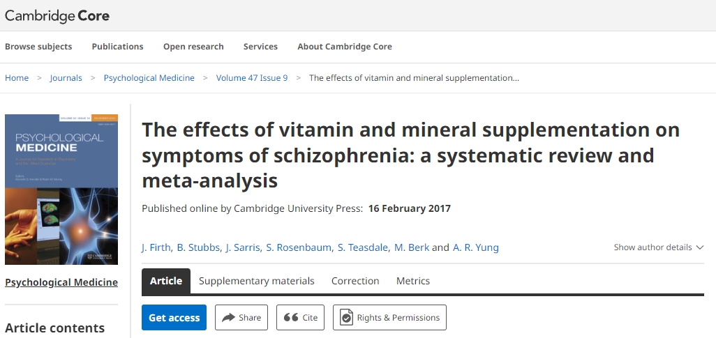 維生素和礦物質(zhì)補充劑對精神分裂癥癥狀的影響：系統評價(jià)和薈萃分析