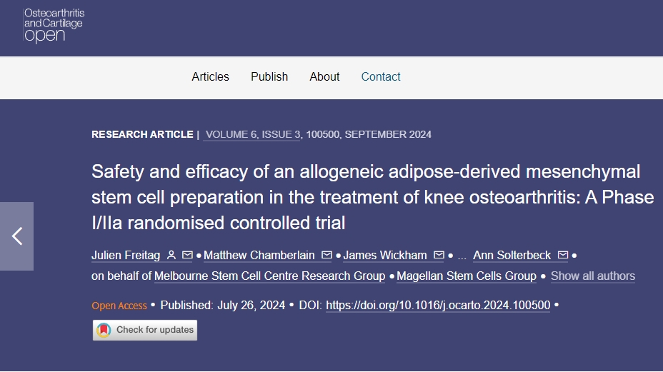 同種異體脂肪間充質(zhì)干細胞制劑治療膝關(guān)節骨關(guān)節炎的安全性和有效性：I/IIa 期隨機對照試驗
