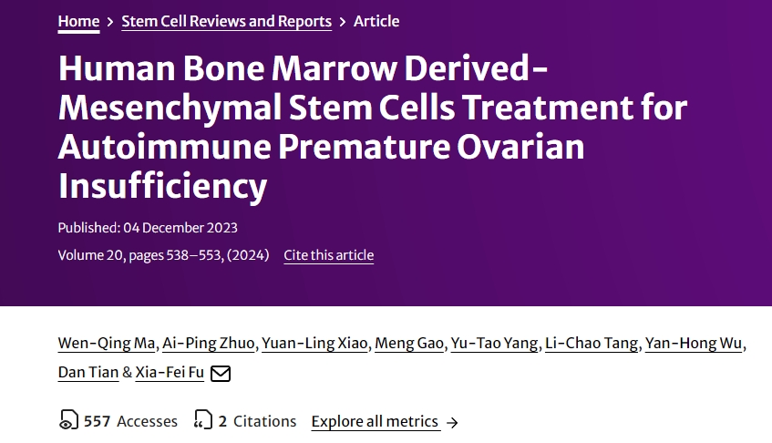 人類(lèi)骨髓間充質(zhì)干細胞治療自身免疫性卵巢功能不全