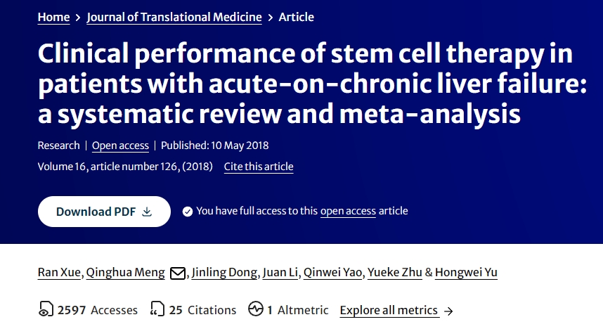 干細胞治療在慢加急性肝衰竭患者中的??臨床表現：系統評價(jià)與薈萃分析