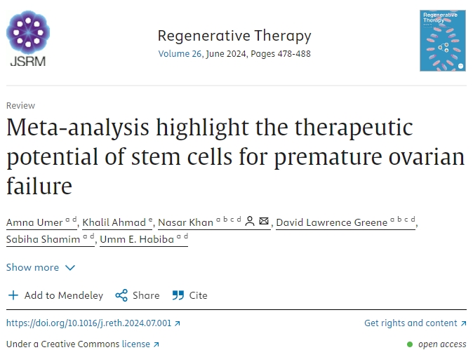 薈萃分析強調干細胞治療卵巢早衰的潛力