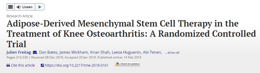 脂肪間充質(zhì)干細胞療法治療膝關(guān)節骨關(guān)節炎：一項隨機對照試驗