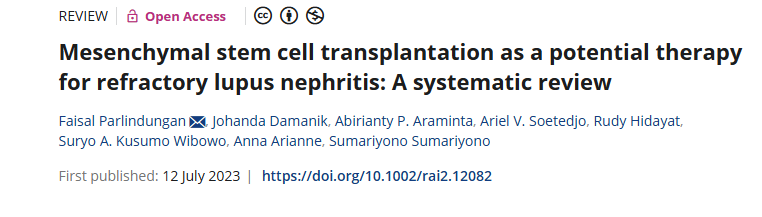 《間充質(zhì)干細胞移植作為難治性狼瘡性腎炎的潛在治療方法：系統評價(jià)》