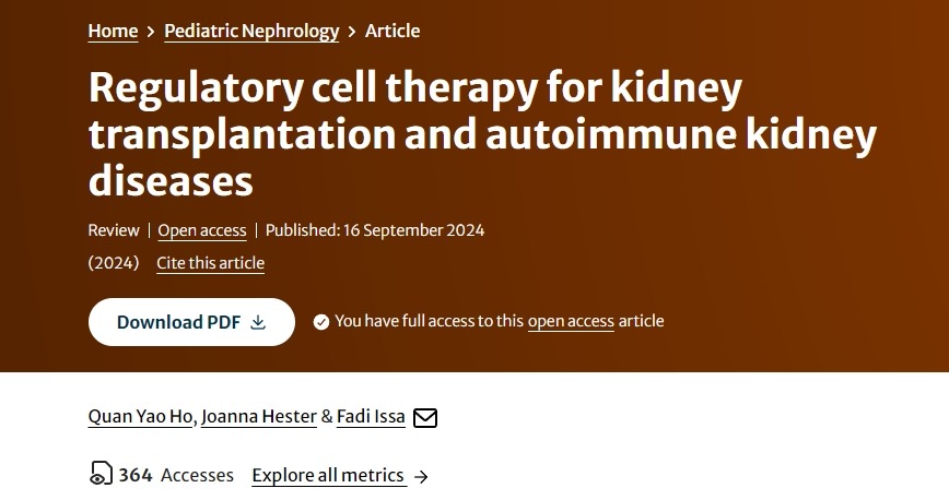 腎移植和自身免疫性腎臟疾病的調節細胞治療