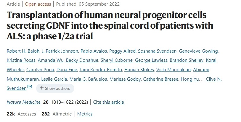 將分泌 GDNF 的人類(lèi)神經(jīng)祖細胞移植到 ALS 患者的脊髓中：一項 1/2a 期臨床試驗
