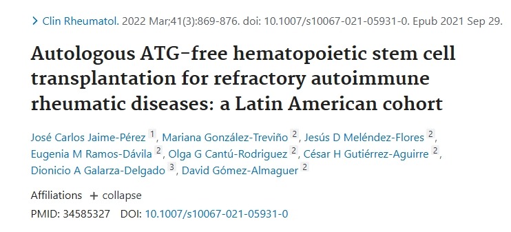 難治性自身免疫性風(fēng)濕病的無(wú)自體ATG造血干細胞移植：拉丁美洲隊列