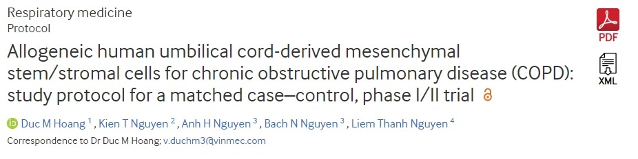 同種異體人臍帶間充質(zhì)干細胞/基質(zhì)細胞治療慢性阻塞性肺病 (COPD)：匹配病例對照、I/II期臨床試驗的研究方案