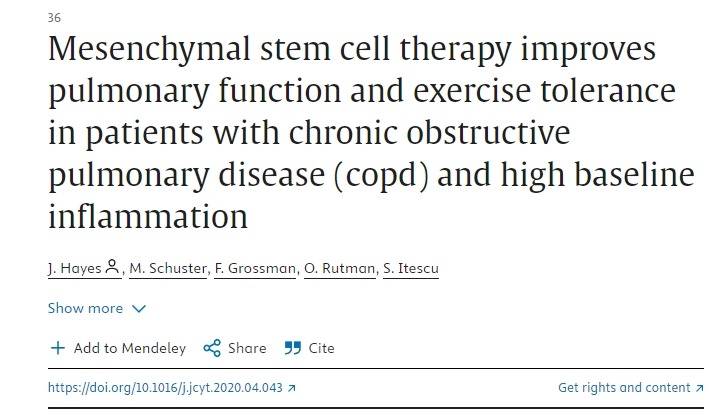 間充質(zhì)干細胞療法可改善慢性阻塞性肺病 (copd) 和高基線(xiàn)炎癥患者的肺功能和運動(dòng)耐受性