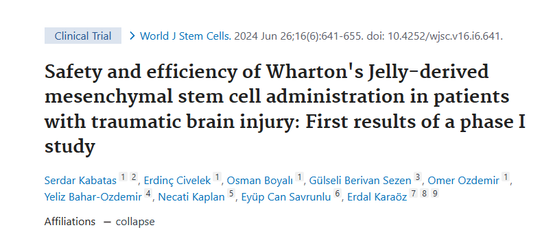 華通氏膠衍生的間充質(zhì)干細胞對創(chuàng  )傷性腦損傷患者進(jìn)行治療的安全性和有效性：第一階段研究的初步結果