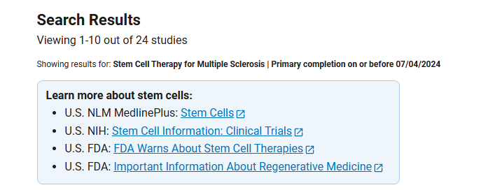干細胞治療多發(fā)性硬化癥臨床研究項目有24項。其中已完成的有17項。