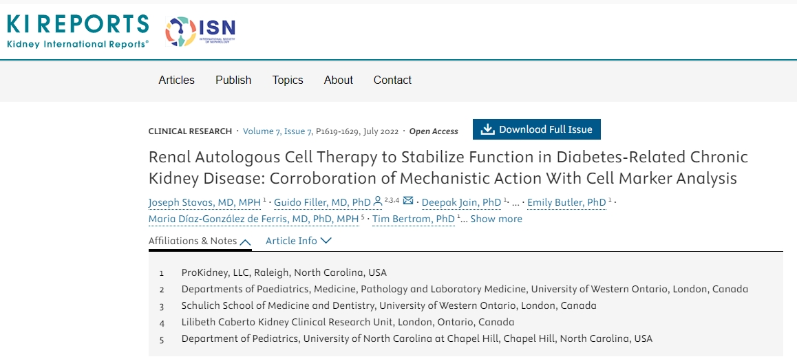 國際腎臟病報告：自體細胞療法可穩定和改善腎功能，可能阻止2型糖尿病腎病的進(jìn)展