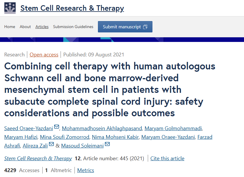 亞急性完全性脊髓損傷患者聯(lián)合使用人自體雪旺細胞和骨髓間充質(zhì)干細胞進(jìn)行細胞治療：安全性考慮和可能的結果