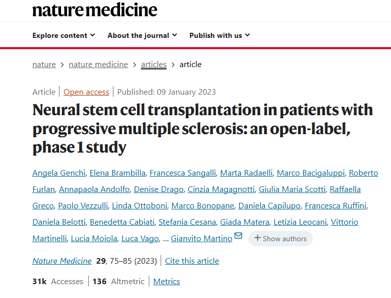 進(jìn)行性多發(fā)性硬化癥患者的神經(jīng)干細胞移植：一項開(kāi)放標簽、I 期研究