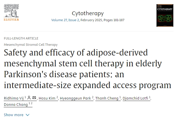 脂肪間充質(zhì)干細胞治療老年帕金森病患者的安全性和有效性：一項中型擴展獲取計劃