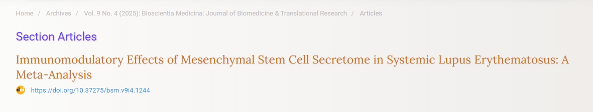 間充質(zhì)干細胞分泌組在系統性紅斑狼瘡中的免疫調節作用：一項薈萃分析