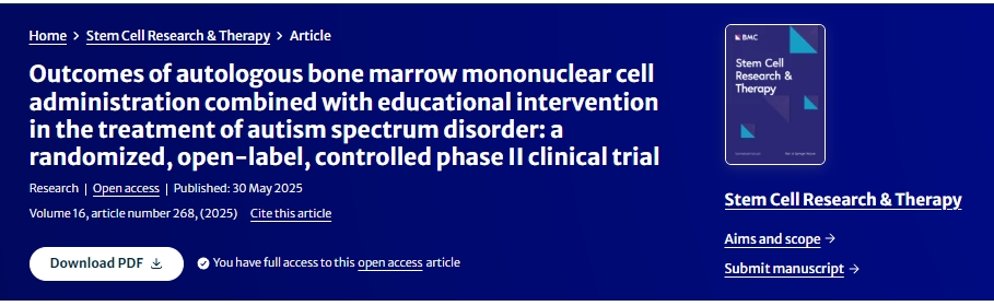 自體骨髓單核細胞移植聯(lián)合教育干預治療自閉癥譜系障礙的療效觀(guān)察：一項隨機、開(kāi)放標簽、對照的II期臨床試驗