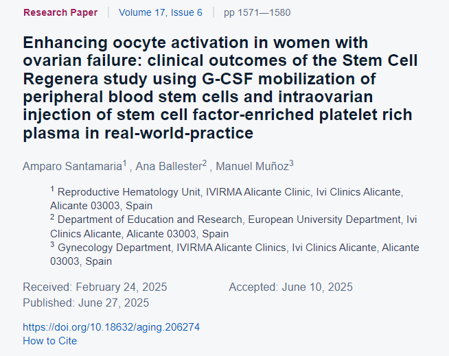 增強卵巢衰竭女性的卵母細胞活化：干細胞再生研究在現實(shí)世界實(shí)踐中使用 G-CSF 動(dòng)員外周血干細胞和卵巢內注射富含干細胞因子的富血小板血漿的臨床結果