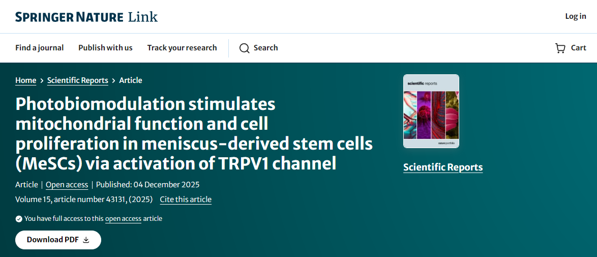光生物調節通過(guò)激活TRPV1通道刺激半月板來(lái)源干細胞（MeSCs）的線(xiàn)粒體功能和細胞增殖