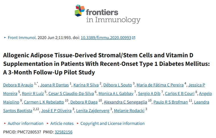 同種異體脂肪組織來(lái)源的基質(zhì)/干細胞和維生素D補充劑對新發(fā)1型糖尿病患者的影響：一項為期3個(gè)月的隨訪(fǎng)試點(diǎn)研究