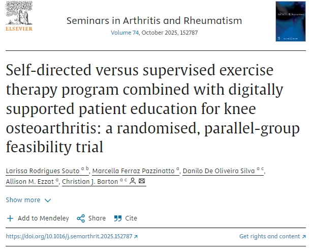 自我指導與監督運動(dòng)療法計劃結合數字化支持患者教育治療膝關(guān)節骨性關(guān)節炎：一項隨機、平行組可行性試驗