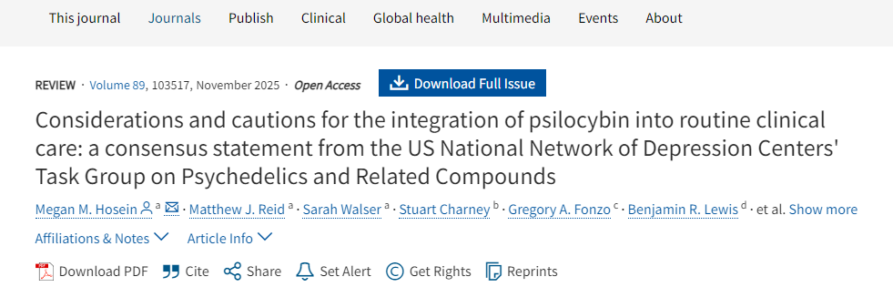 將裸蓋菇素納入常規臨床護理的考量與注意事項:美國國家抑郁癥中心網(wǎng)絡(luò )迷幻藥及相關(guān)化合物工作組的共識聲明 將裸蓋菇素納入常規臨床護理的考量與注意事項:美國國家抑郁癥中心網(wǎng)絡(luò )迷幻藥及相關(guān)化合物工作組的共識聲明