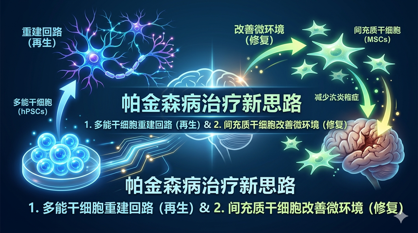 帕金森病治療新思路：利用多能干細胞重建回路（再生），借力間充質(zhì)干細胞改善微環(huán)境（修復）